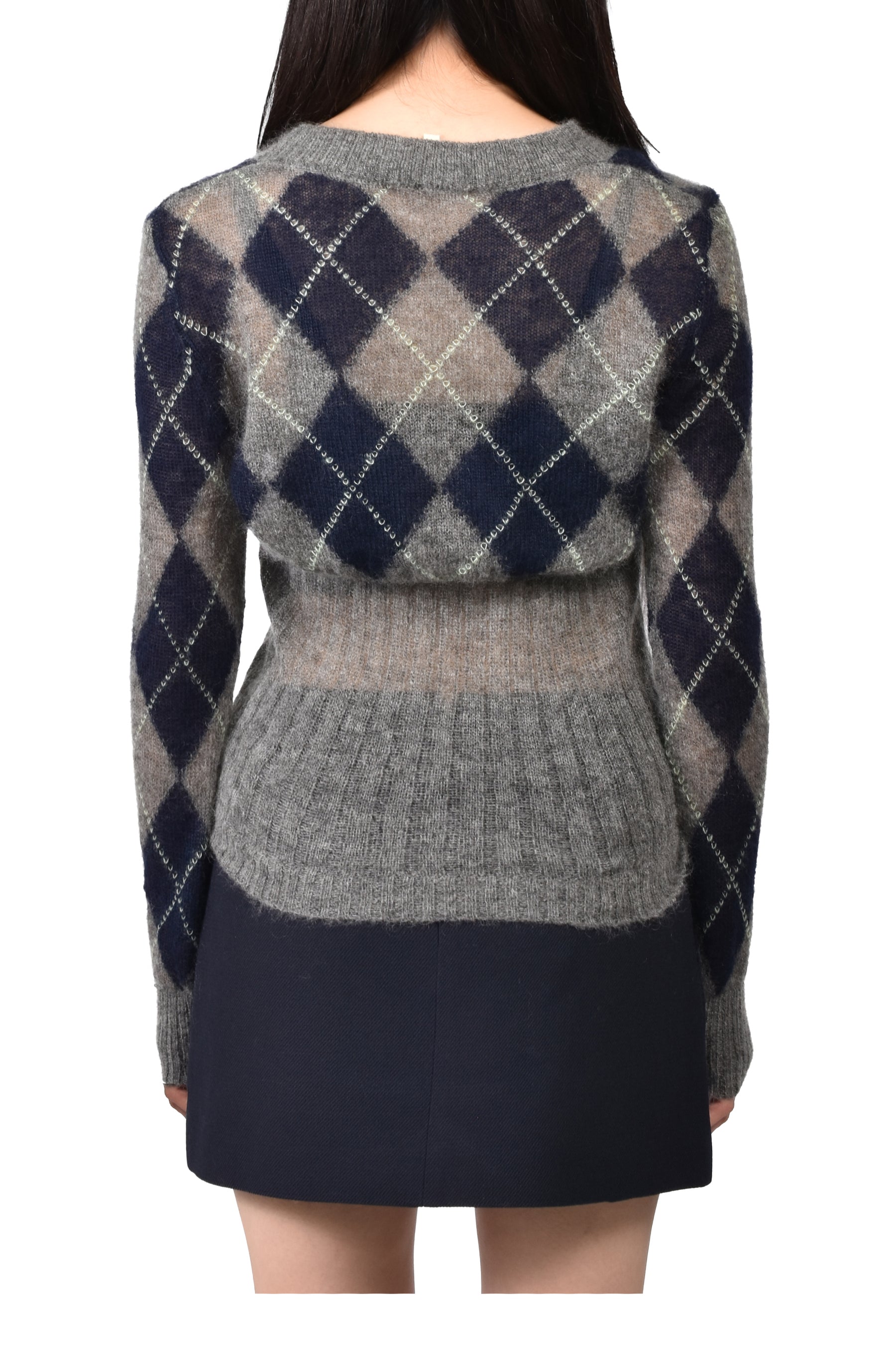 ULTRA-SHORT KNIT CARDIGAN / GRY