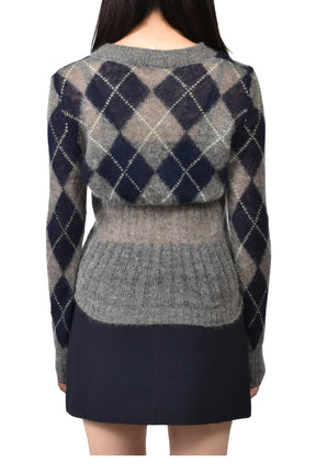 ULTRA-SHORT KNIT CARDIGAN / GRY