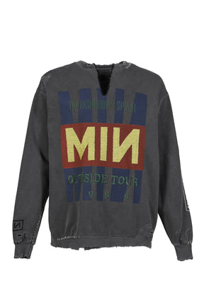 BOOTLEG DIY CREW SWEAT WITH REPAIRED(OUTSIDE TOUR) / AGED BLK 