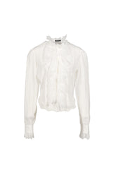 FREDA COMFORT SHIRT WITH LACE RUFFLES / WHT