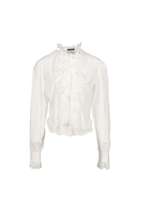 FREDA COMFORT SHIRT WITH LACE RUFFLES / WHT