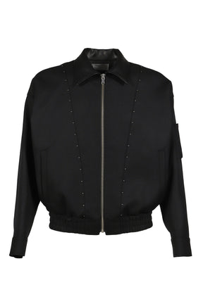 STUDDED WOOL BOMBER / BLK