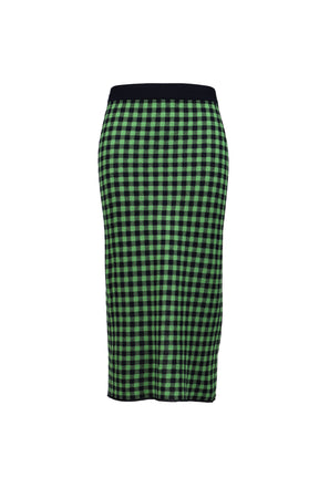 GINGHAM LONG SKIRT / GRN