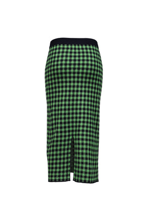 GINGHAM LONG SKIRT / GRN