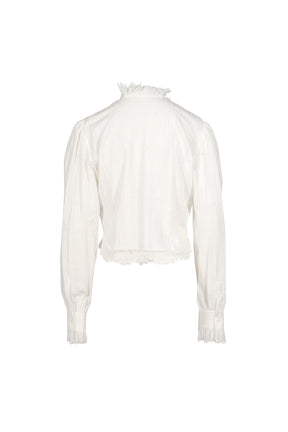 FREDA COMFORT SHIRT WITH LACE RUFFLES / WHT