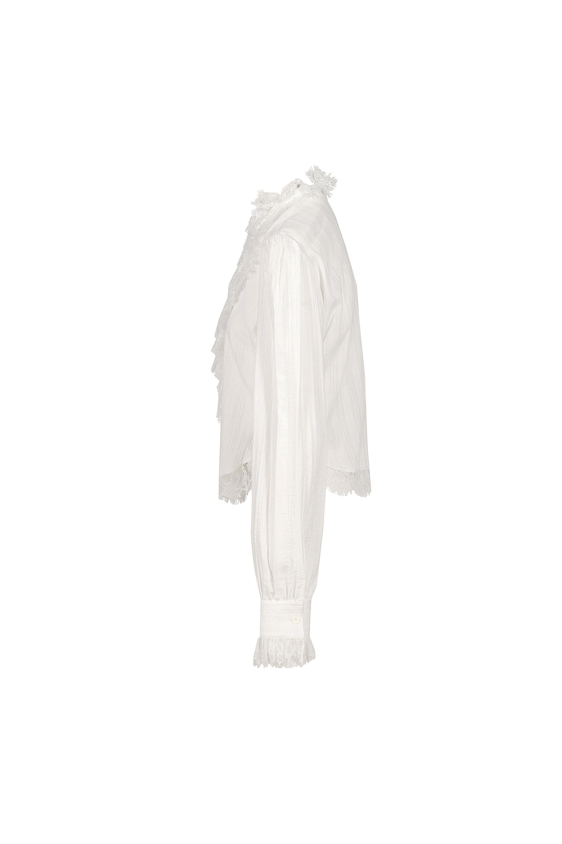 FREDA COMFORT SHIRT WITH LACE RUFFLES / WHT