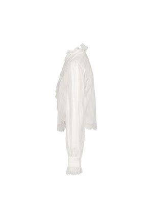 FREDA COMFORT SHIRT WITH LACE RUFFLES / WHT