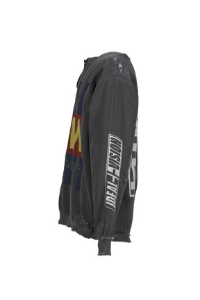 BOOTLEG DIY CREW SWEAT WITH REPAIRED(OUTSIDE TOUR) / AGED BLK 