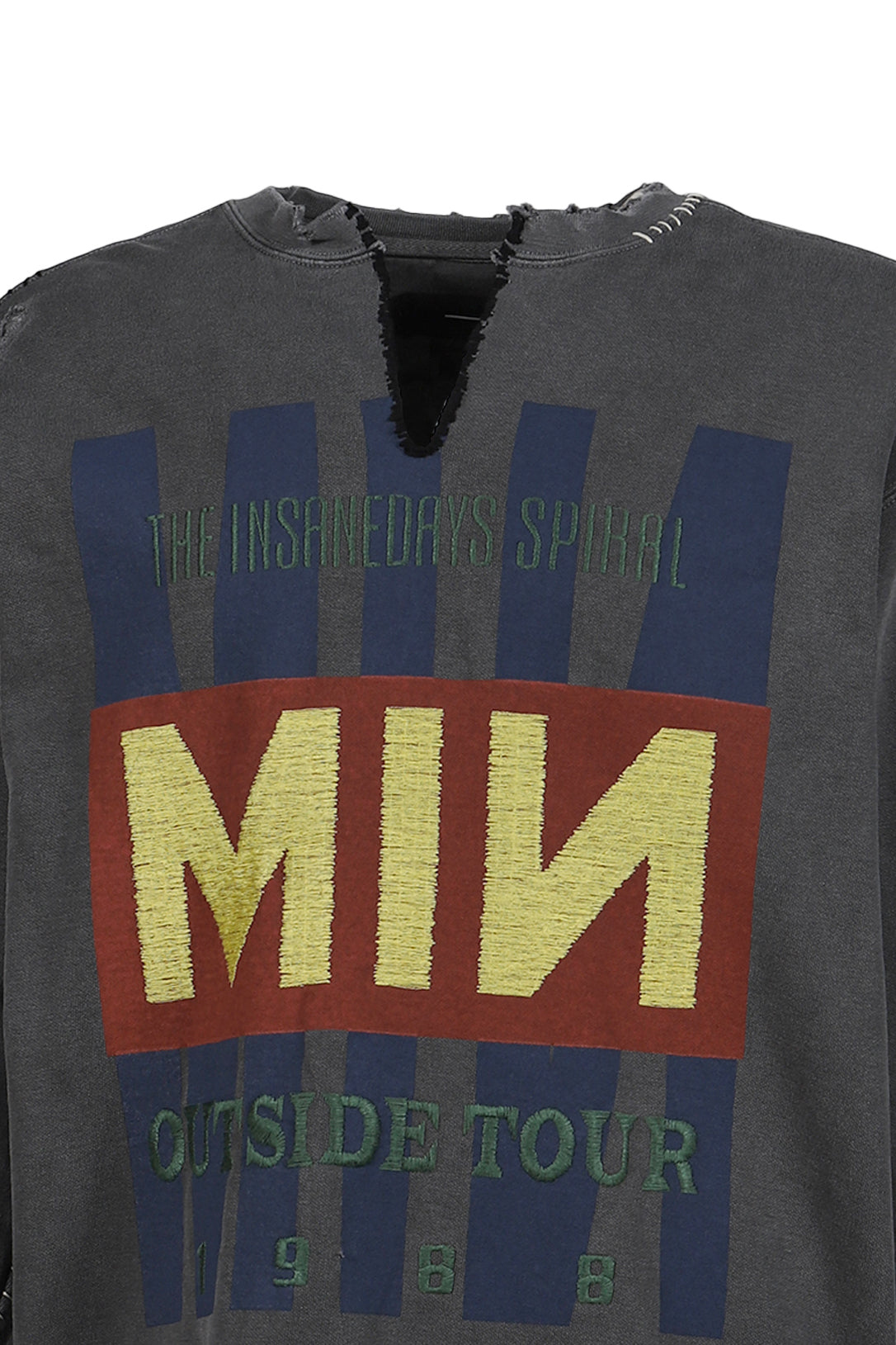 BOOTLEG DIY CREW SWEAT WITH REPAIRED(OUTSIDE TOUR) / AGED BLK 