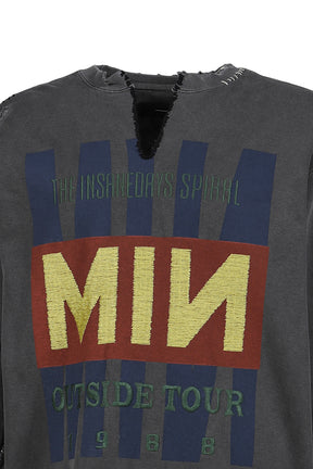 BOOTLEG DIY CREW SWEAT WITH REPAIRED(OUTSIDE TOUR) / AGED BLK 