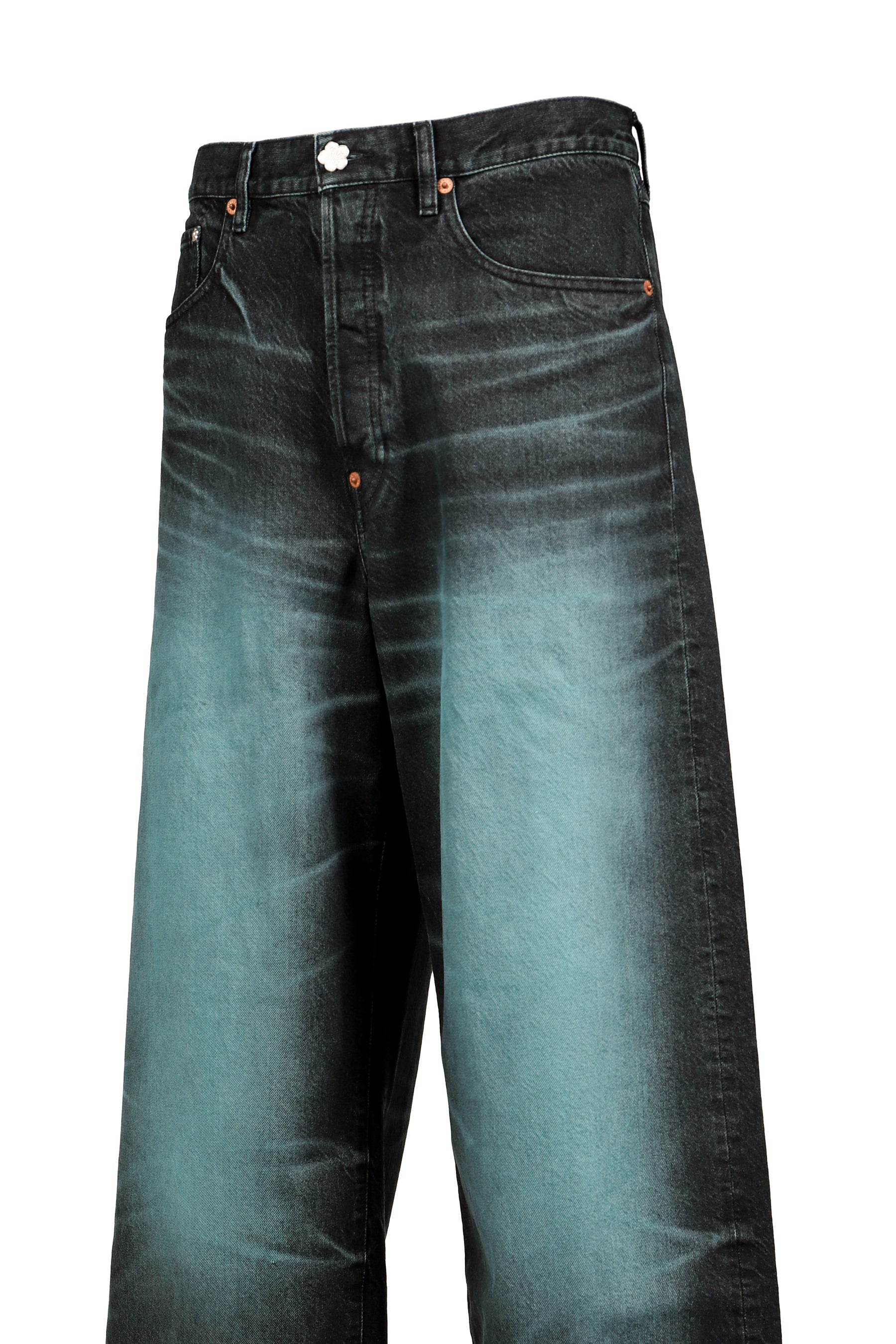 TURN UP WIDE FIT JEANS / GLACIER