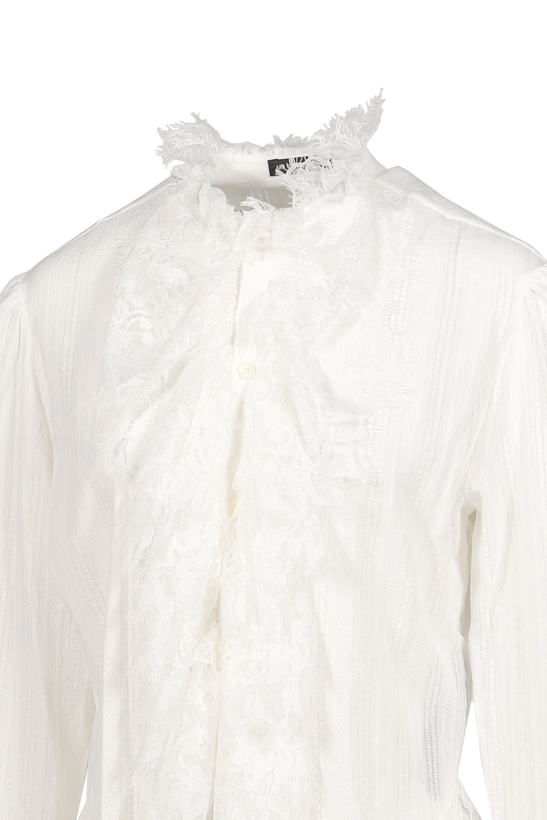 FREDA COMFORT SHIRT WITH LACE RUFFLES / WHT