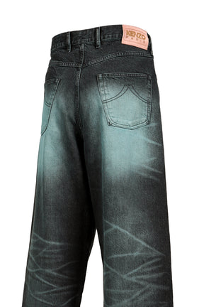 TURN UP WIDE FIT JEANS / GLACIER