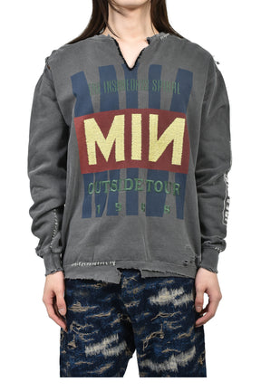 トップス BOOTLEG SWEAT MINUS マイナス FW25 BOOTLEG DIY CREW SWEAT WITH REPAIRED(OUTSIDE
