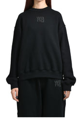 ESSENTIAL TERRY CREW SWEATSHIRT W/ PUFF PAINT LOGO / BLK