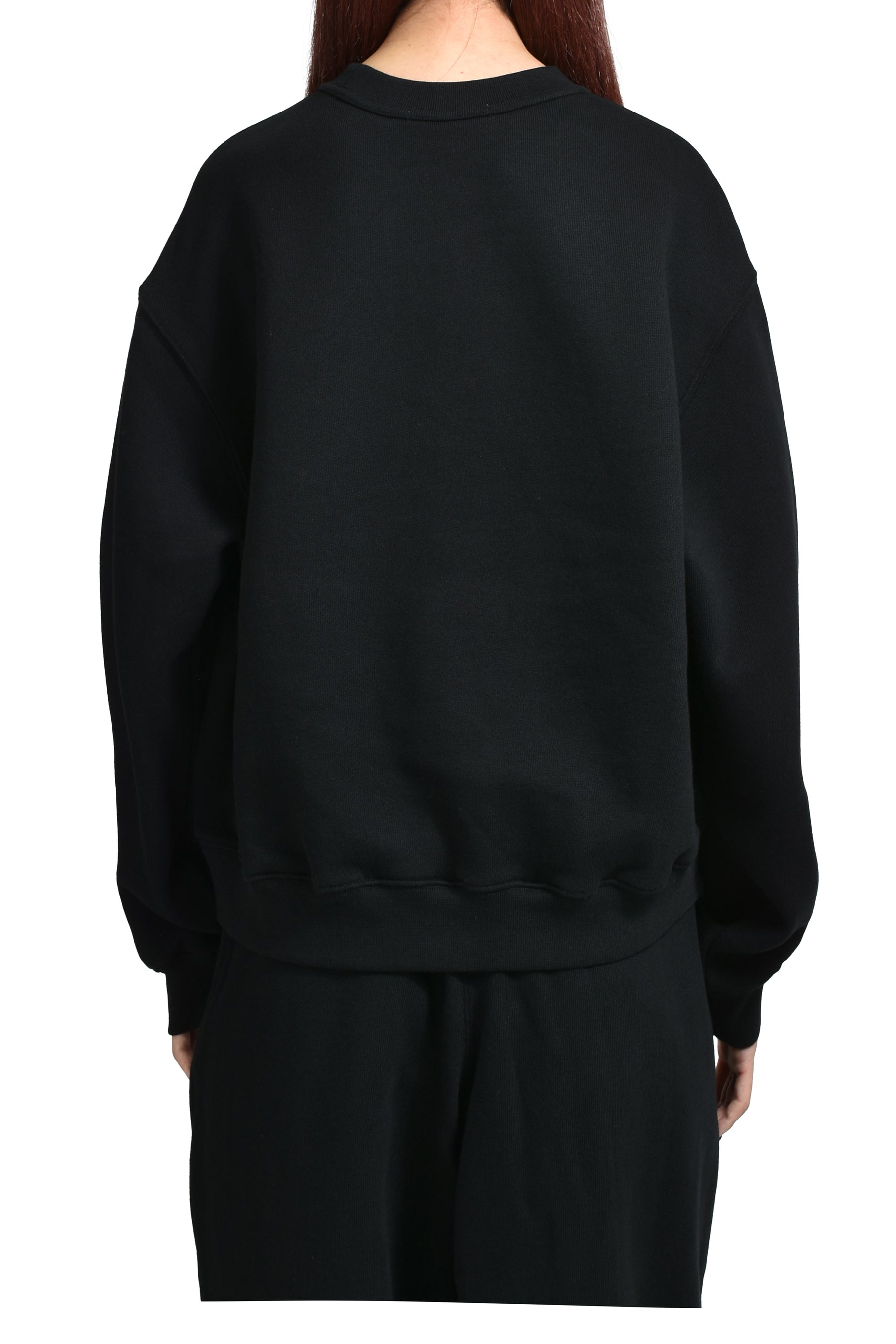 ESSENTIAL TERRY CREW SWEATSHIRT W/ PUFF PAINT LOGO / BLK