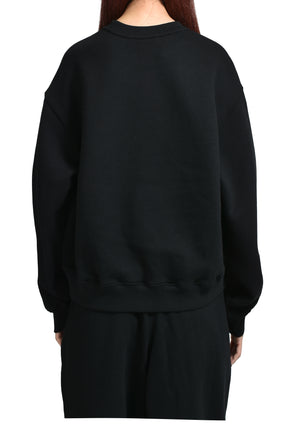 ESSENTIAL TERRY CREW SWEATSHIRT W/ PUFF PAINT LOGO / BLK