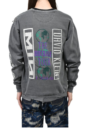 BOOTLEG DIY CREW SWEAT WITH REPAIRED(OUTSIDE TOUR) / AGED BLK 