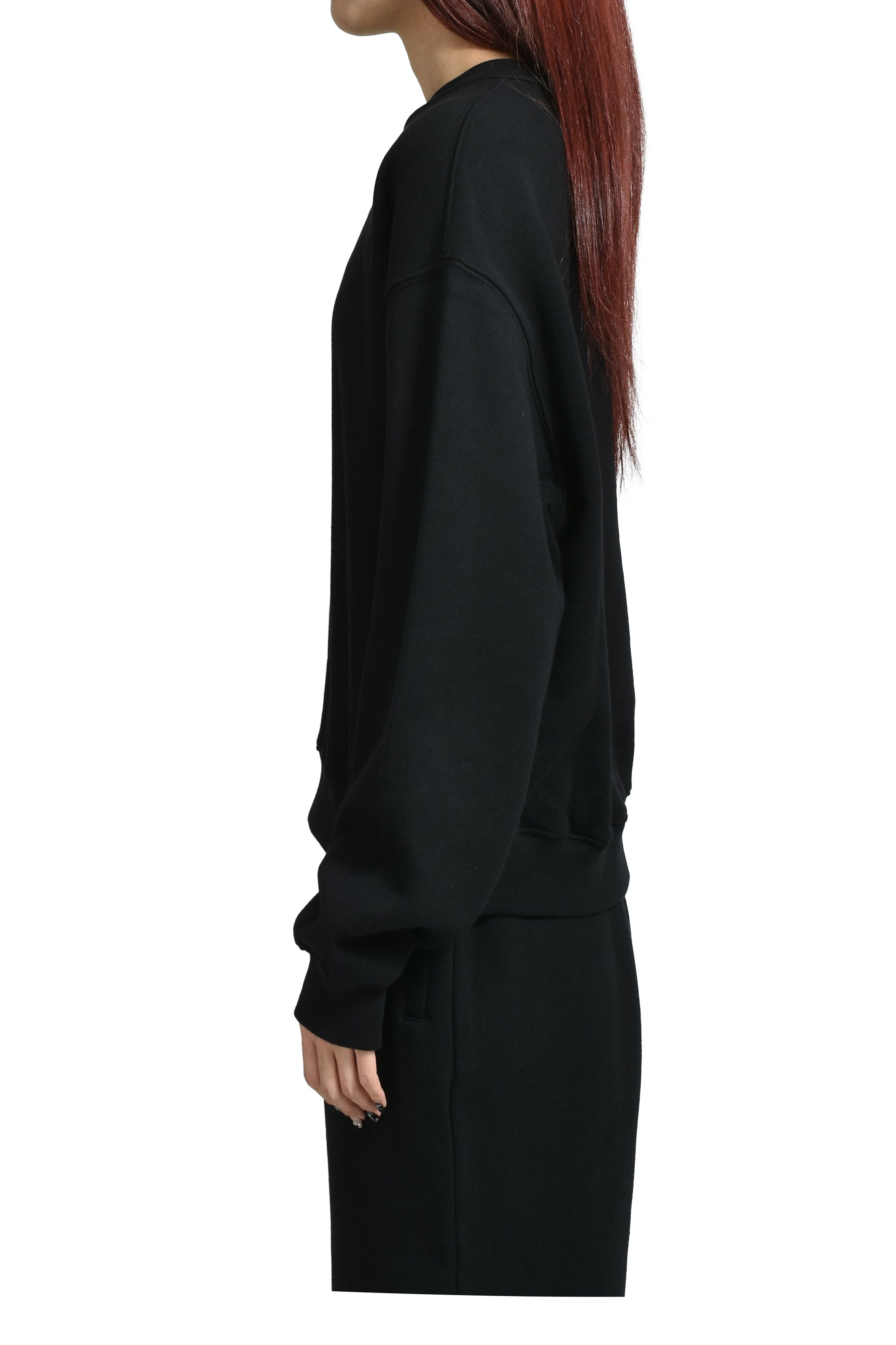 ESSENTIAL TERRY CREW SWEATSHIRT W/ PUFF PAINT LOGO / BLK