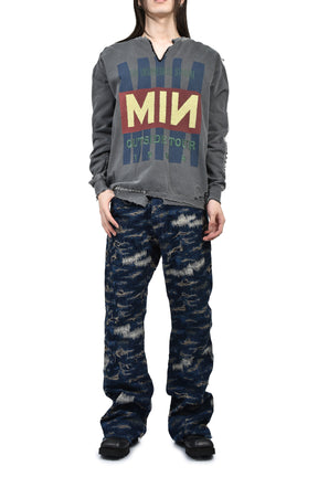 BOOTLEG DIY CREW SWEAT WITH REPAIRED(OUTSIDE TOUR) / AGED BLK 