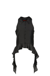 HALTER RUFFLE SHIRT / BLK