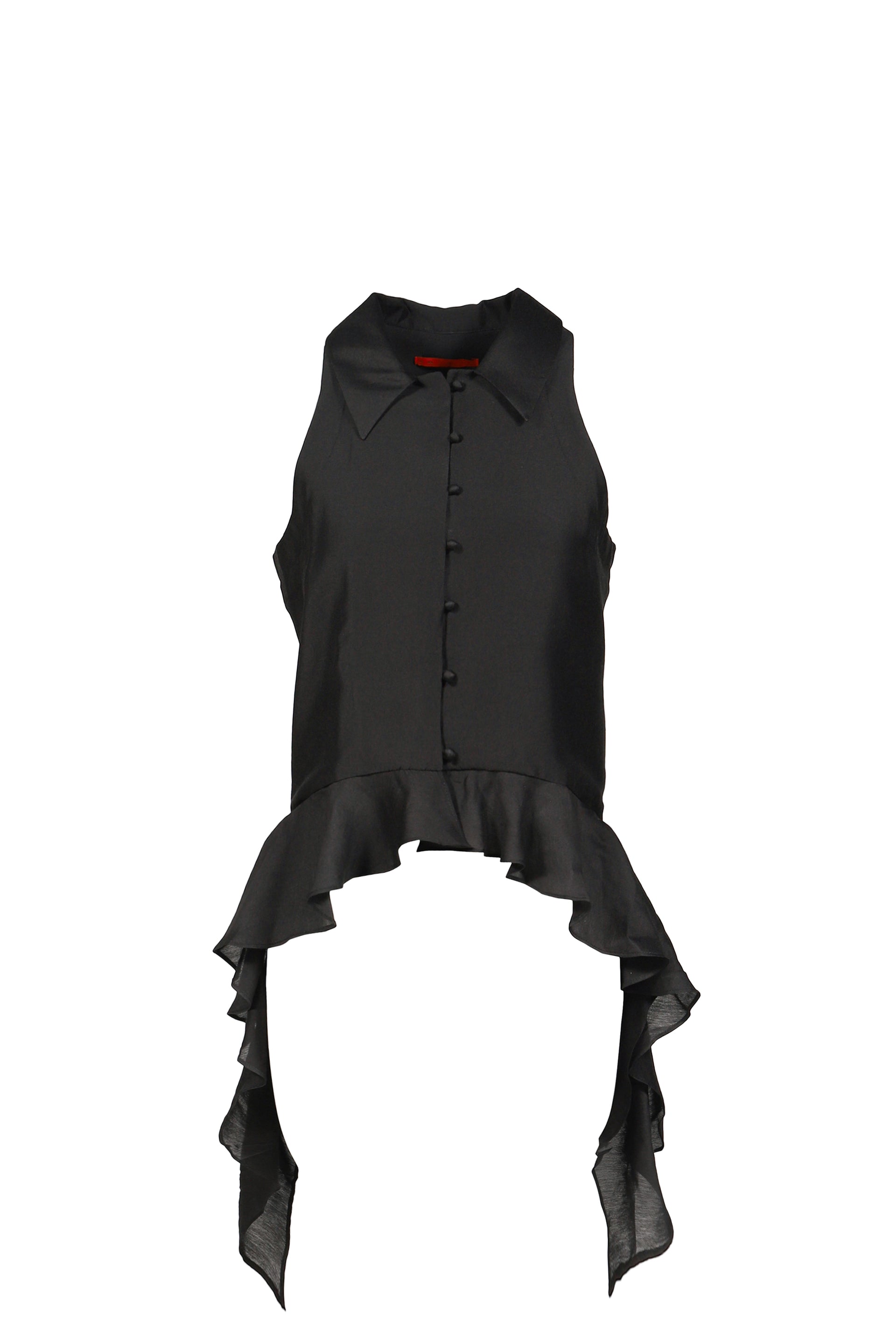 HALTER RUFFLE SHIRT / BLK