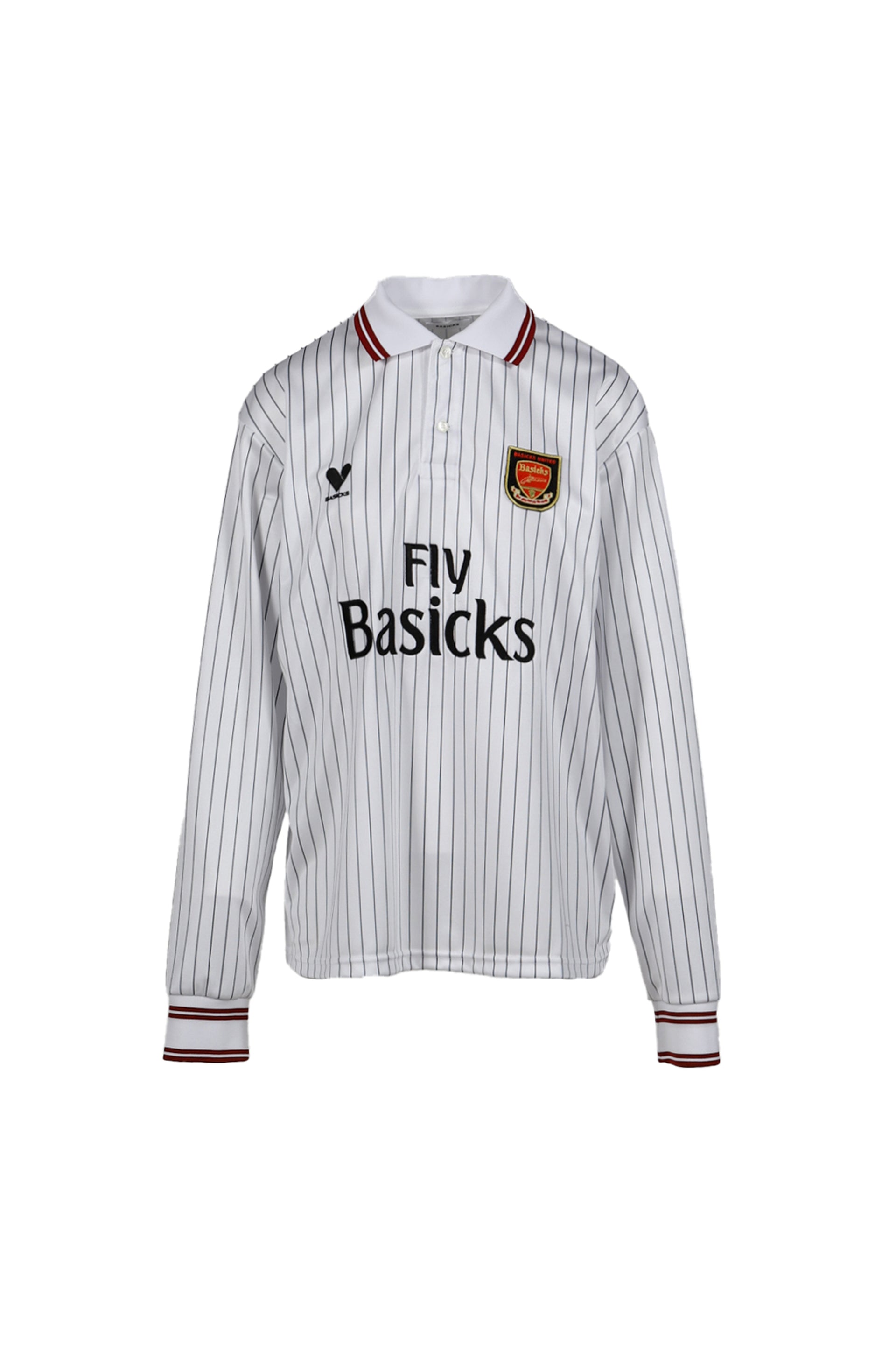 BASICKS OVERSIZED STRIPE  FOOTBALL SHIRT / WHT