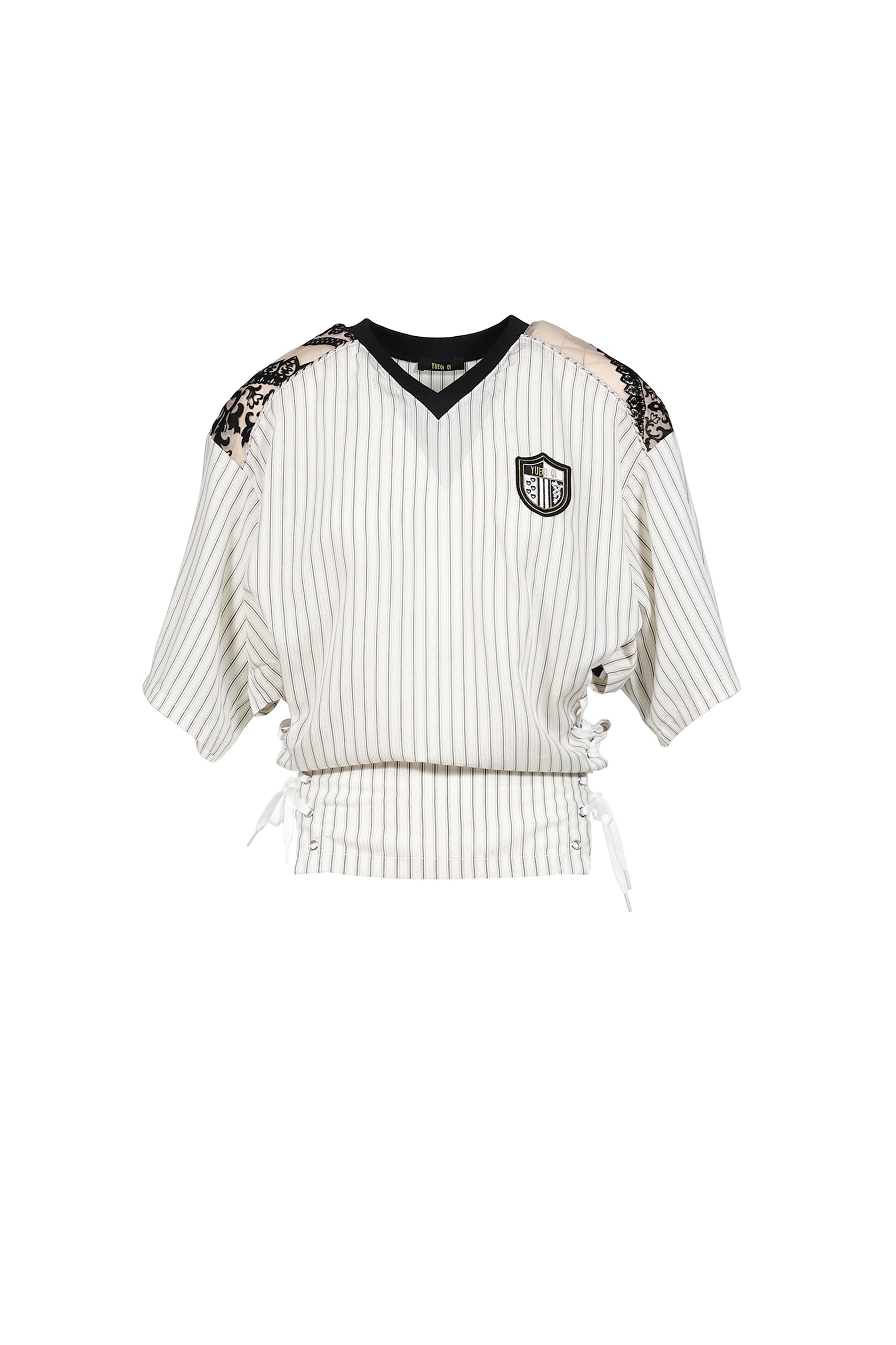 VARSITY BAROQUE V-NECK / BLK/WHT