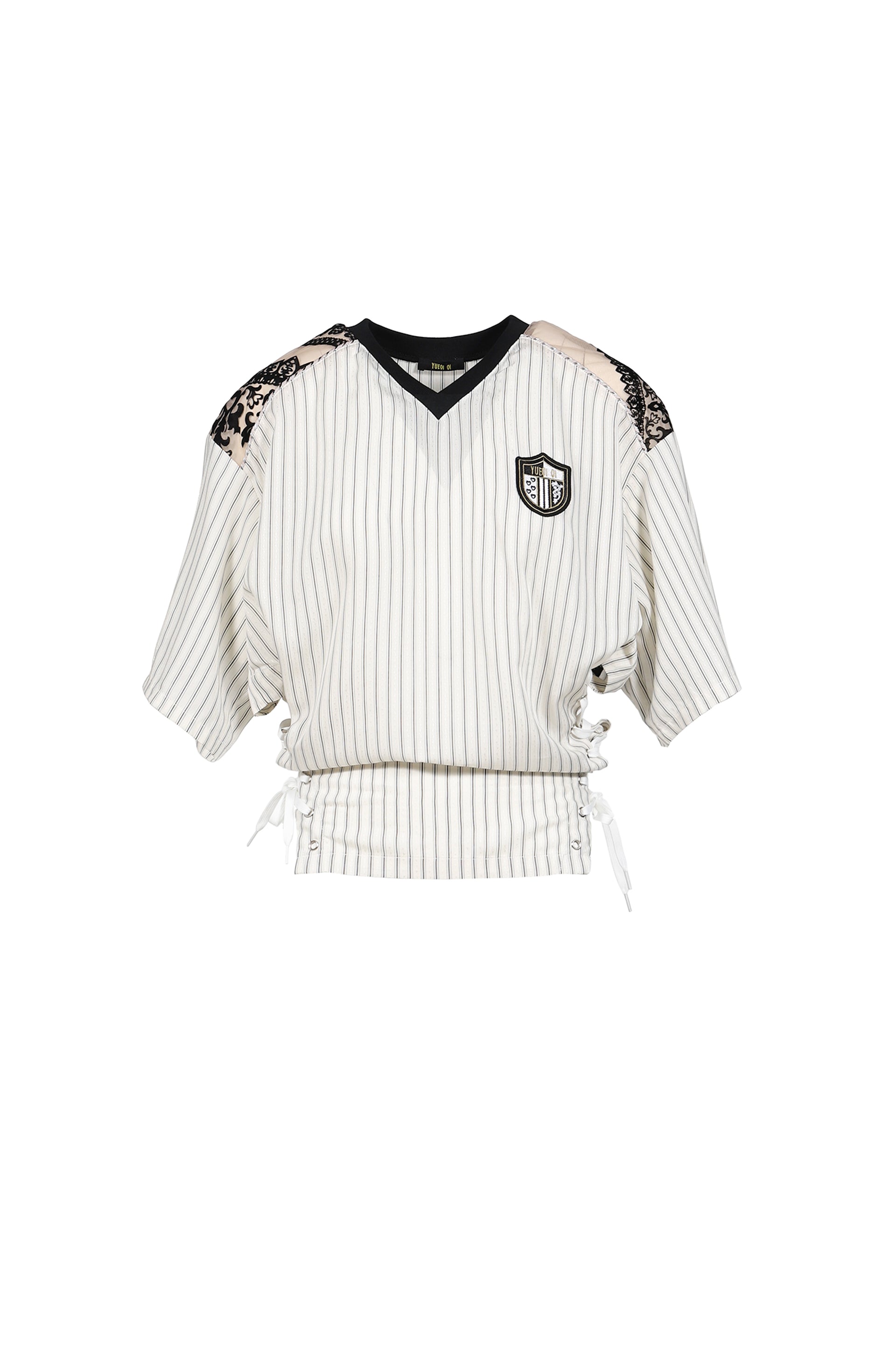 VARSITY BAROQUE V-NECK / BLK/WHT