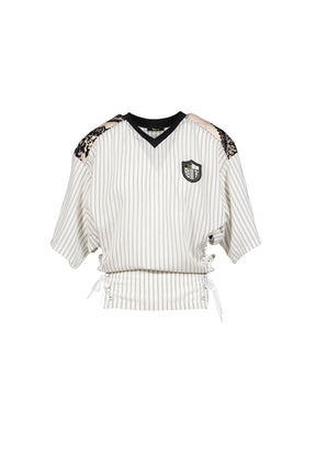 VARSITY BAROQUE V-NECK / BLK/WHT
