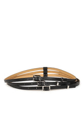 TRIPLE SQUARE LEATHER BELT / BLK