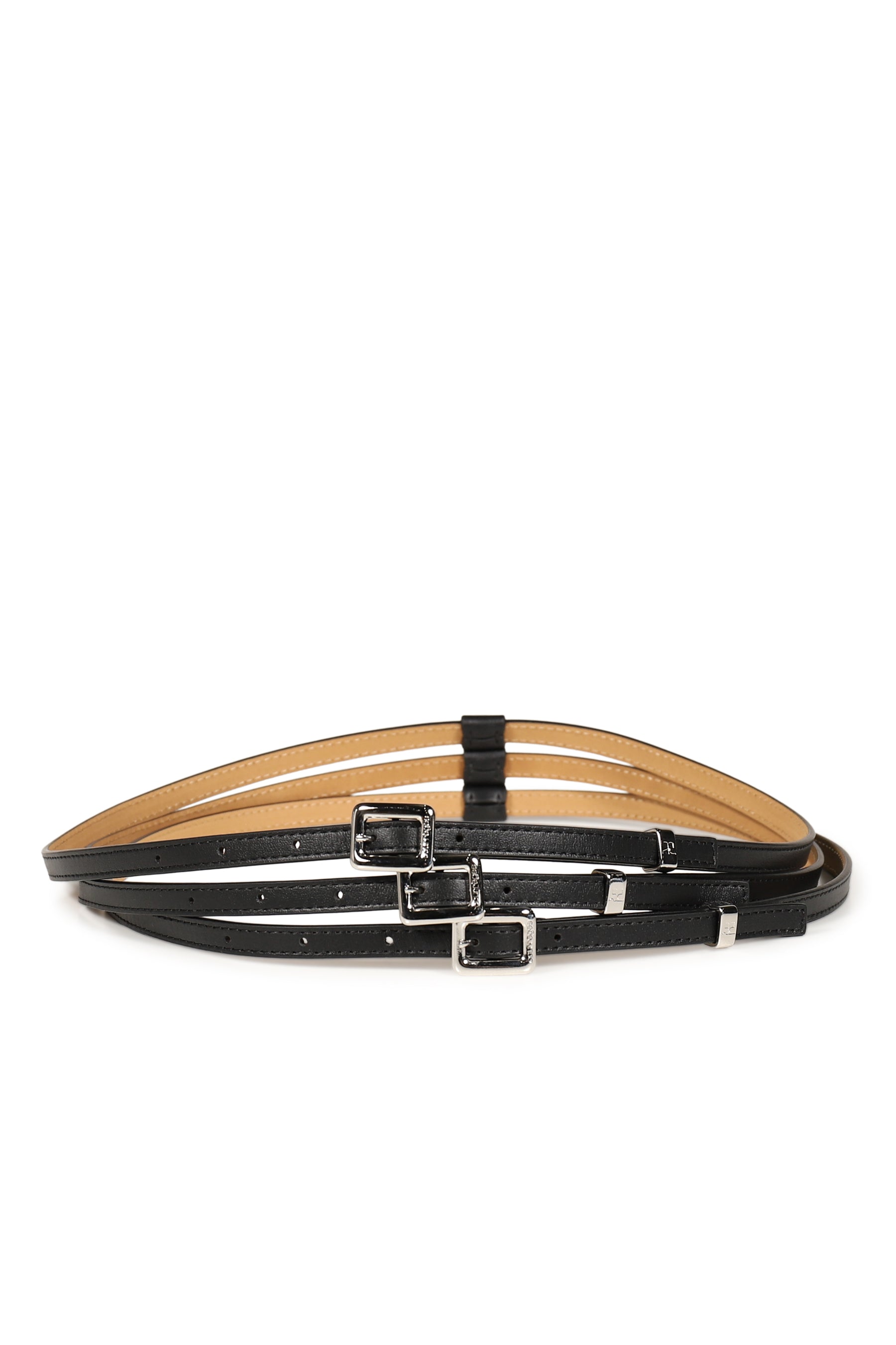 TRIPLE SQUARE LEATHER BELT / BLK