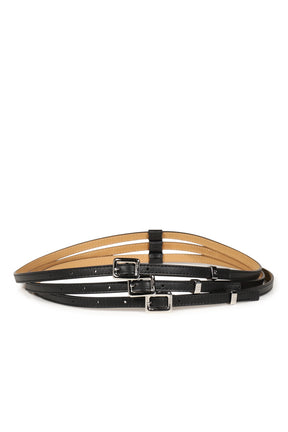 TRIPLE SQUARE LEATHER BELT / BLK