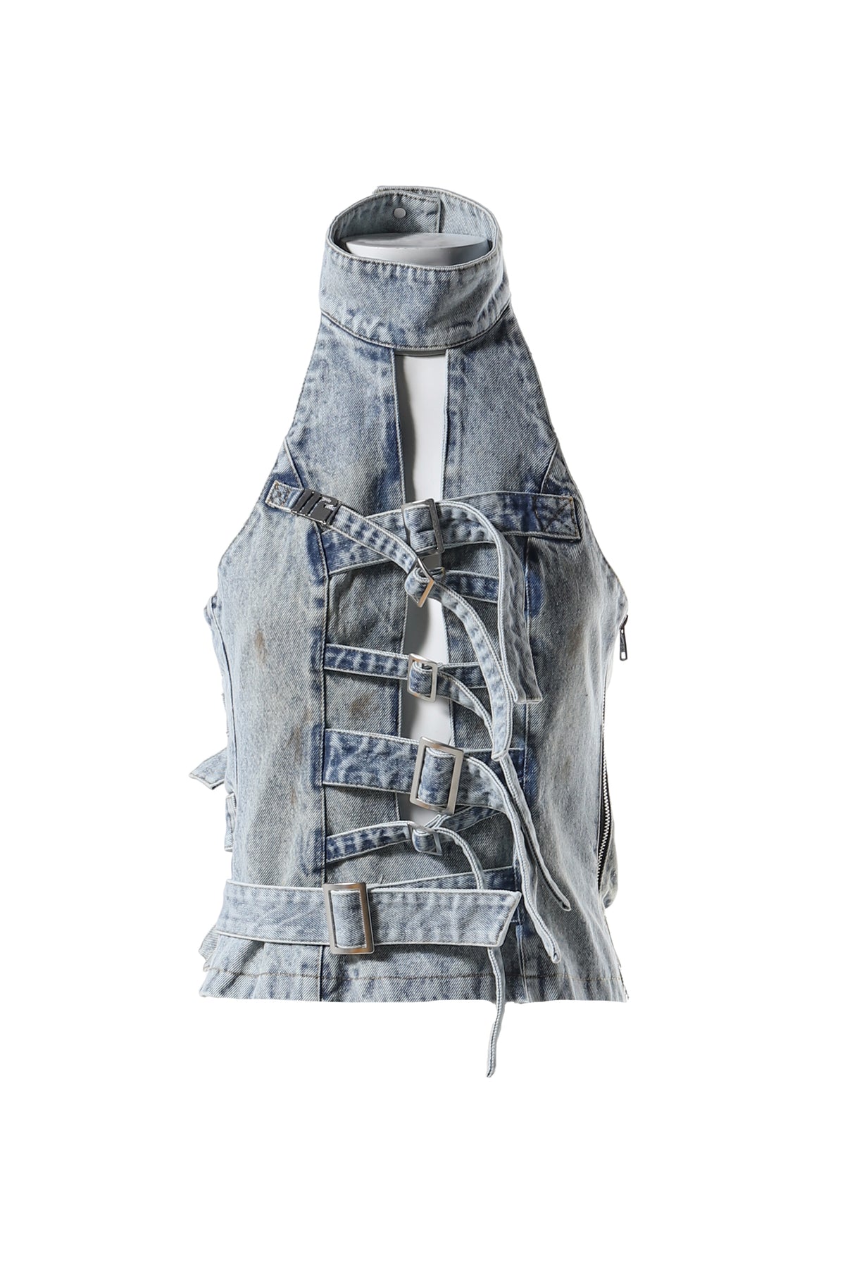 TREATED STRAPPED-IN TOP / DENIM LIGHT WASH