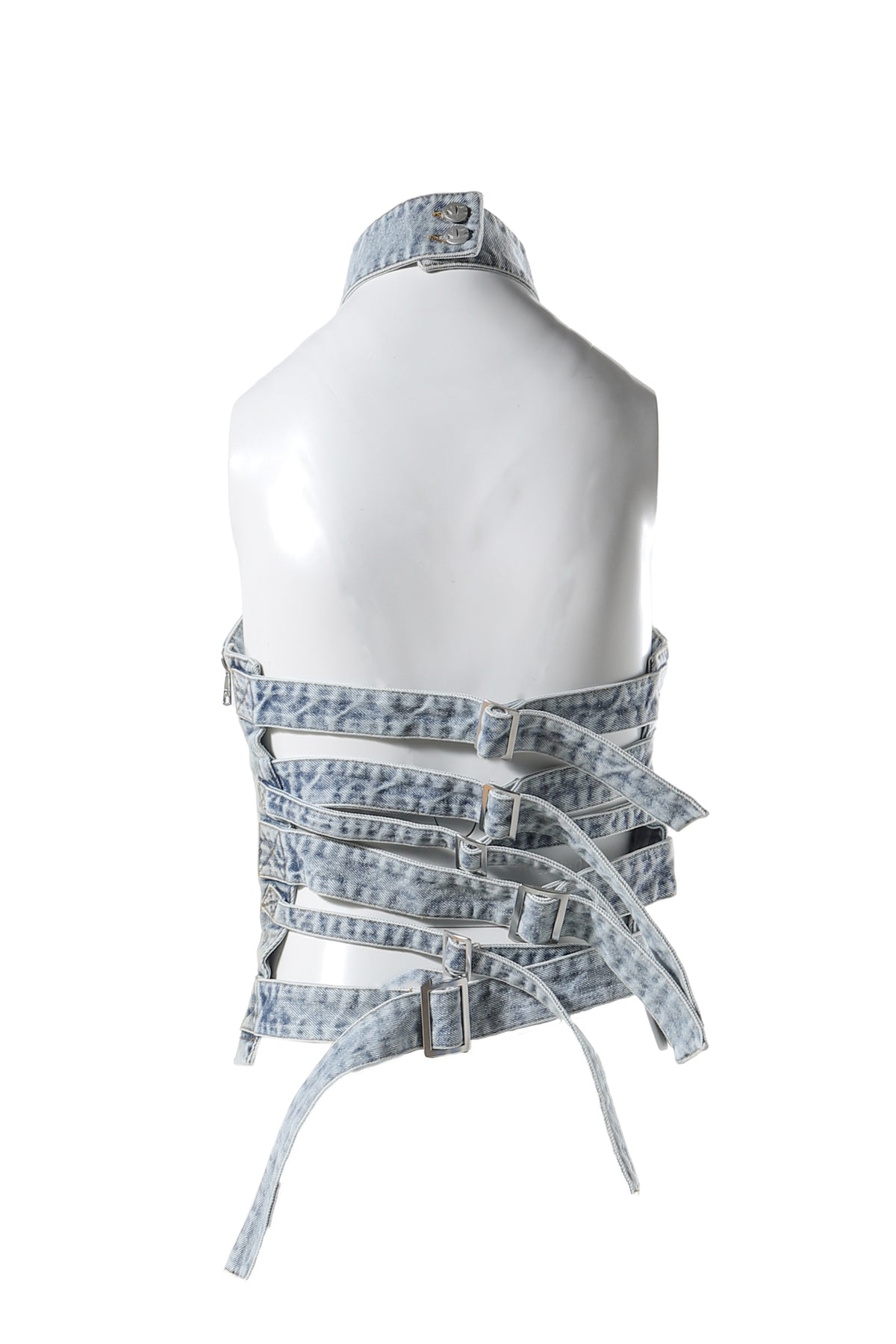 TREATED STRAPPED-IN TOP / DENIM LIGHT WASH