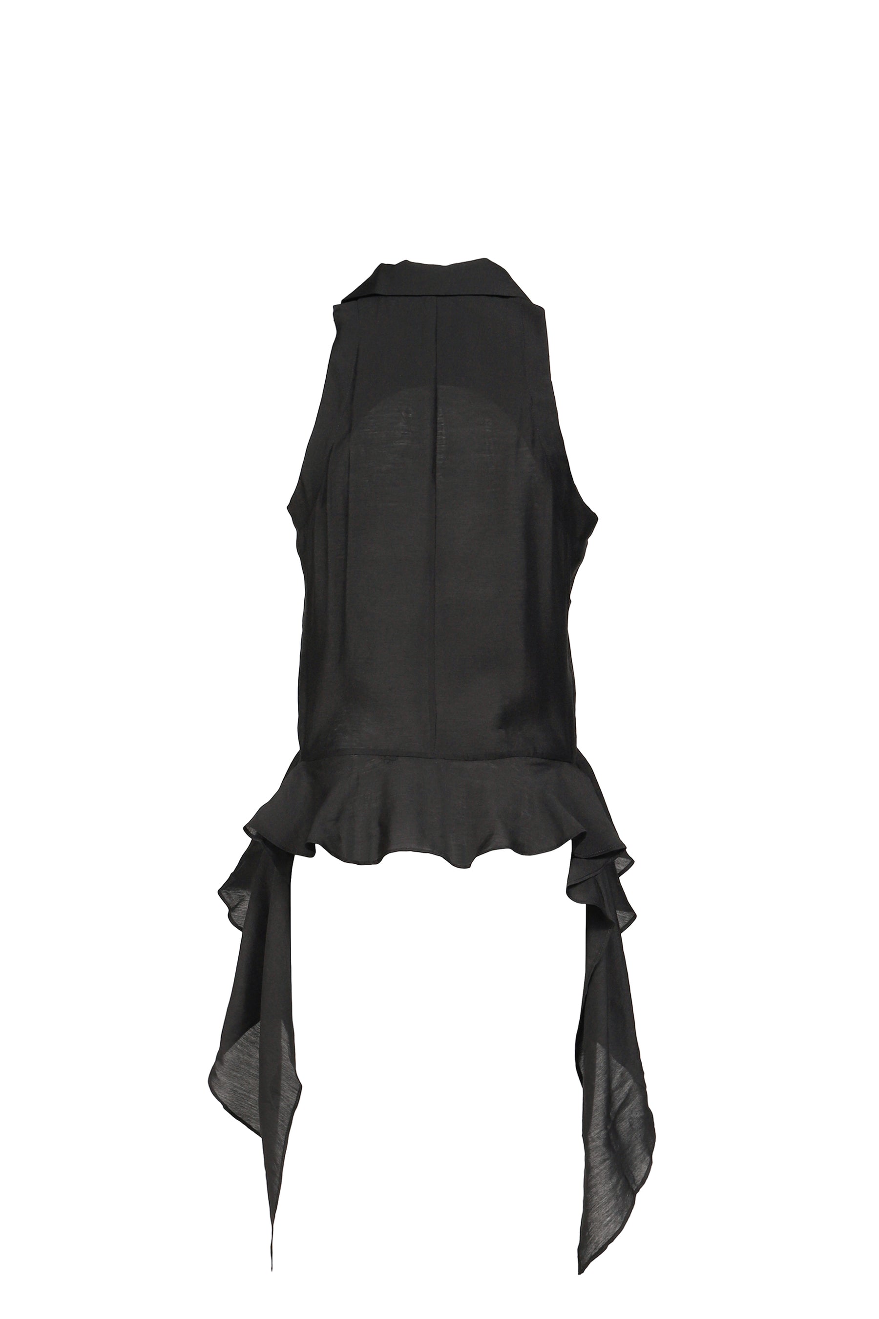 HALTER RUFFLE SHIRT / BLK