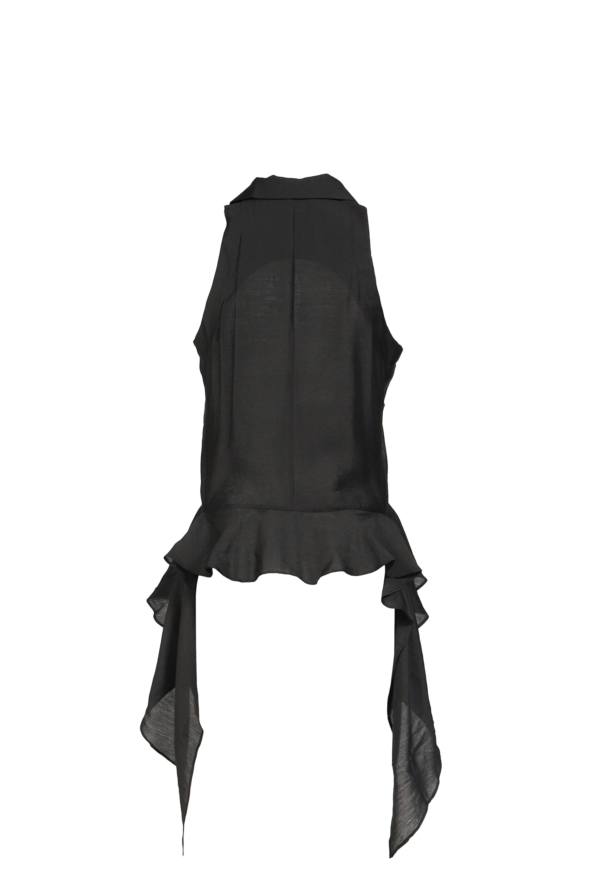 HALTER RUFFLE SHIRT / BLK