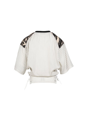 VARSITY BAROQUE V-NECK / BLK/WHT