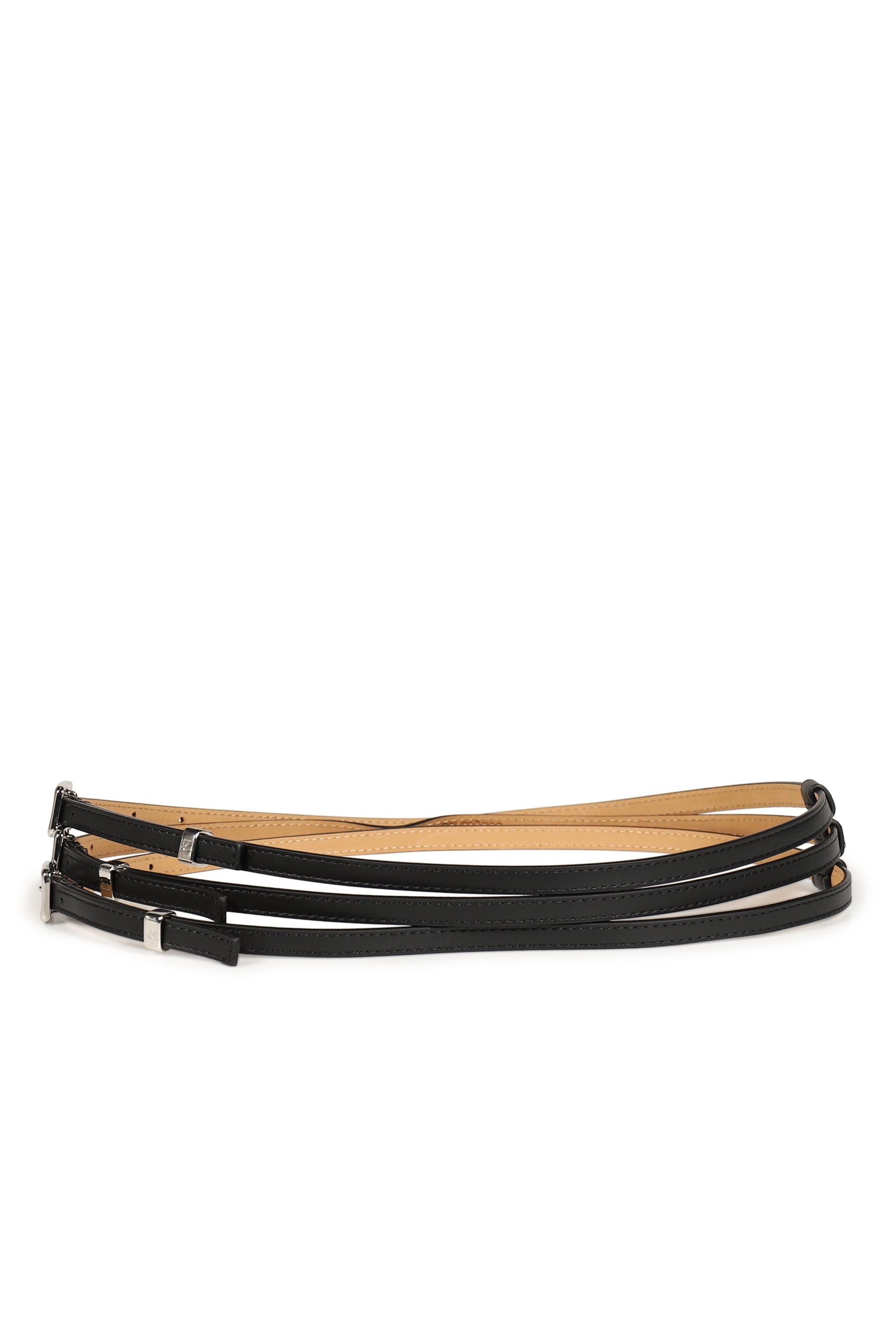 TRIPLE SQUARE LEATHER BELT / BLK