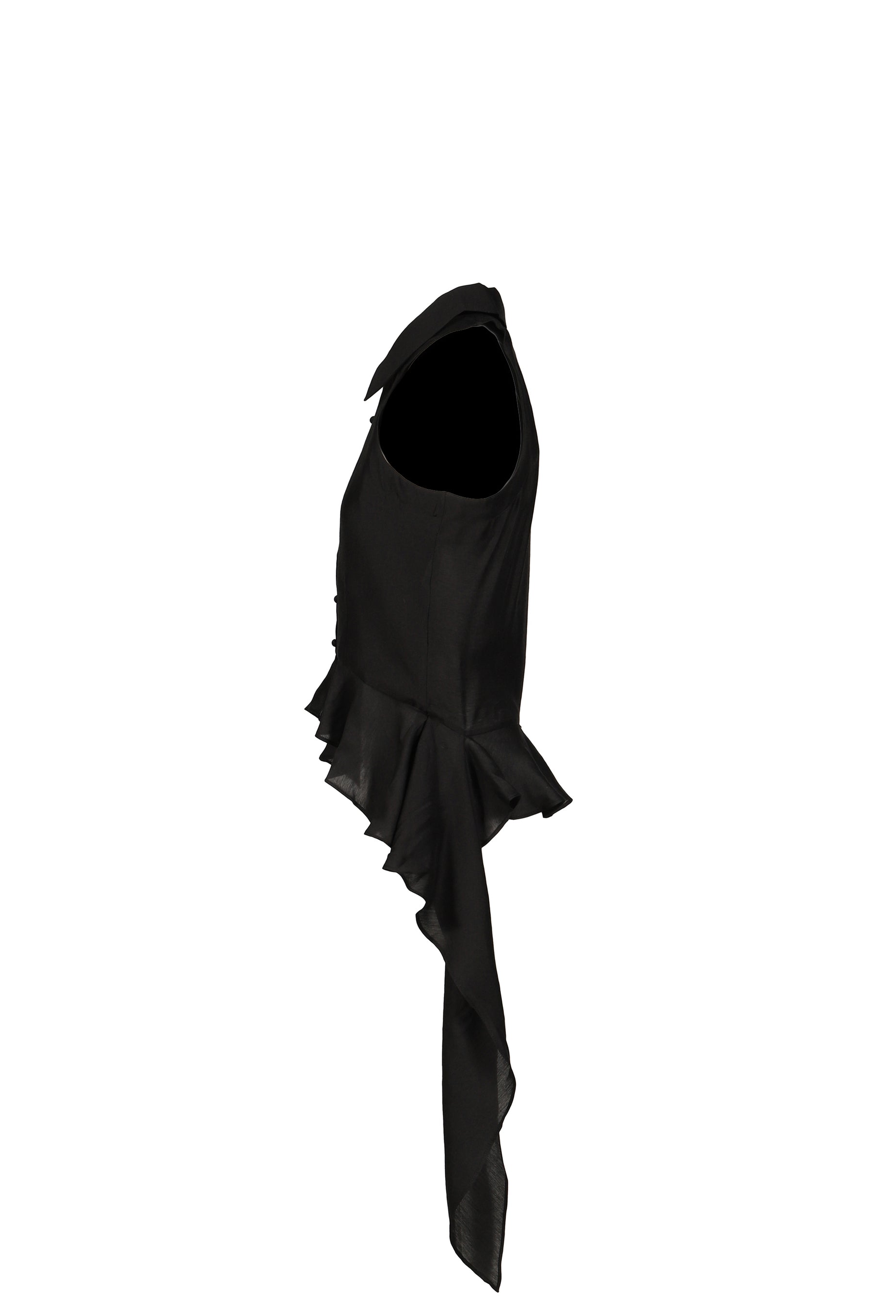 HALTER RUFFLE SHIRT / BLK
