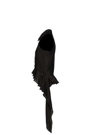 HALTER RUFFLE SHIRT / BLK
