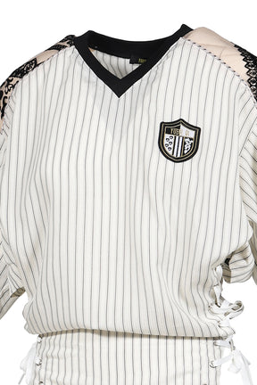 VARSITY BAROQUE V-NECK / BLK/WHT