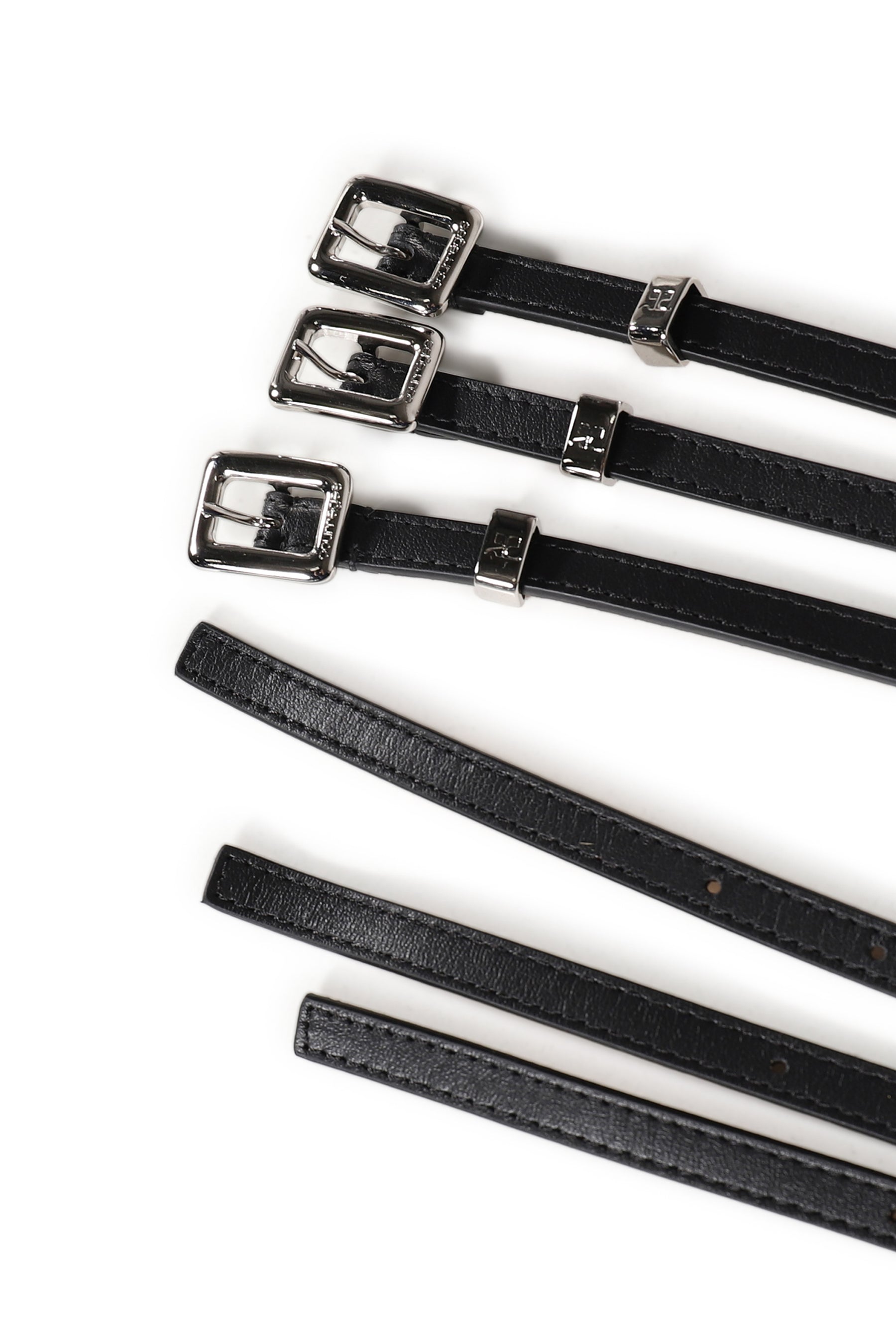 TRIPLE SQUARE LEATHER BELT / BLK
