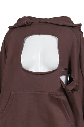 DISTRESSED OVERSIZED MULTILINE HOODIE / BRW 
