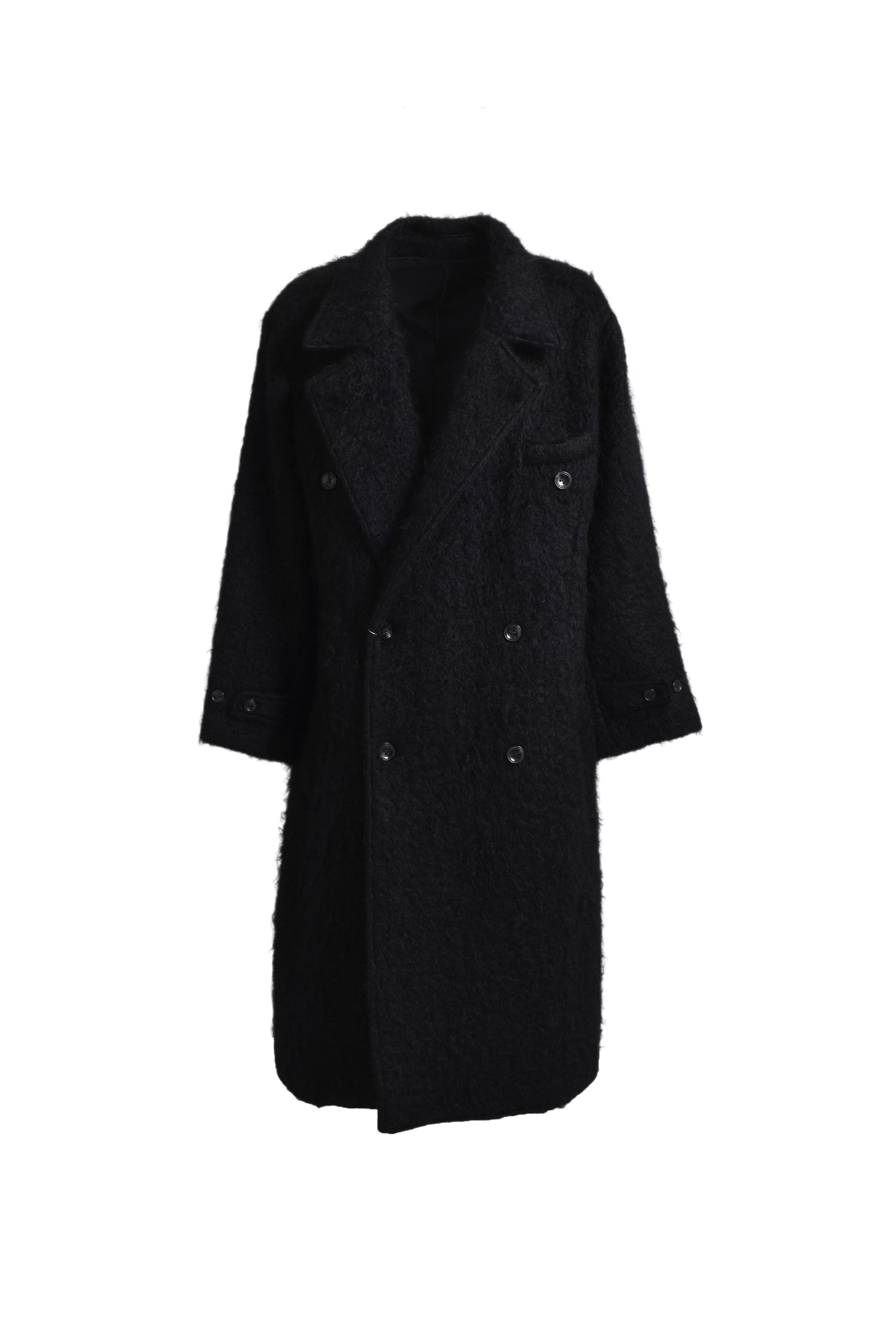 TERA FUR DOUBLE BREASTED COAT / BLK