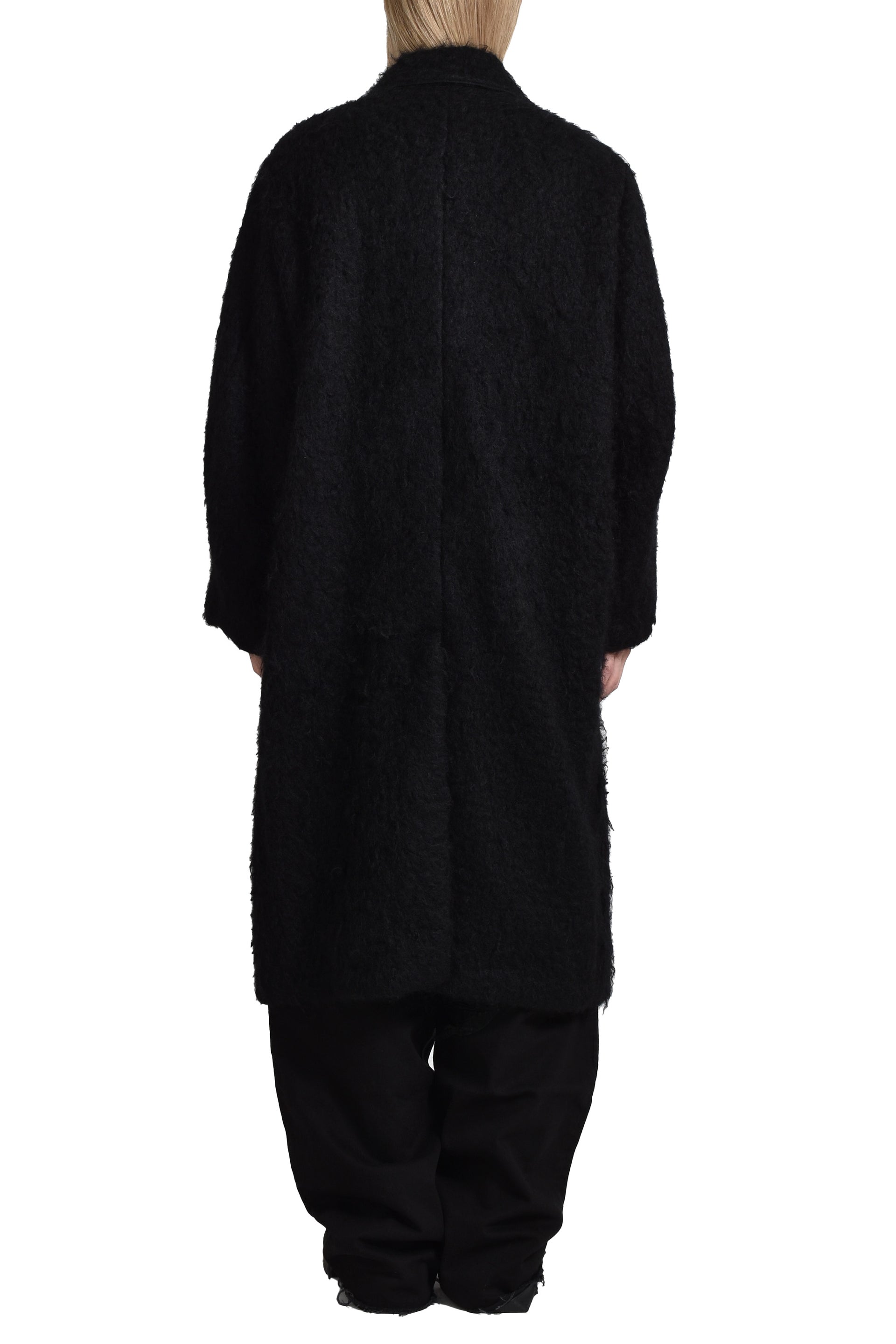 FILTH TERA FUR DOUBLE BREASTED COAT / BLK