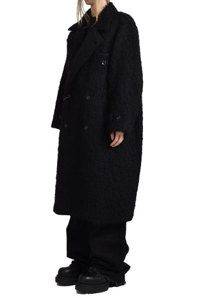 TERA FUR DOUBLE BREASTED COAT / BLK