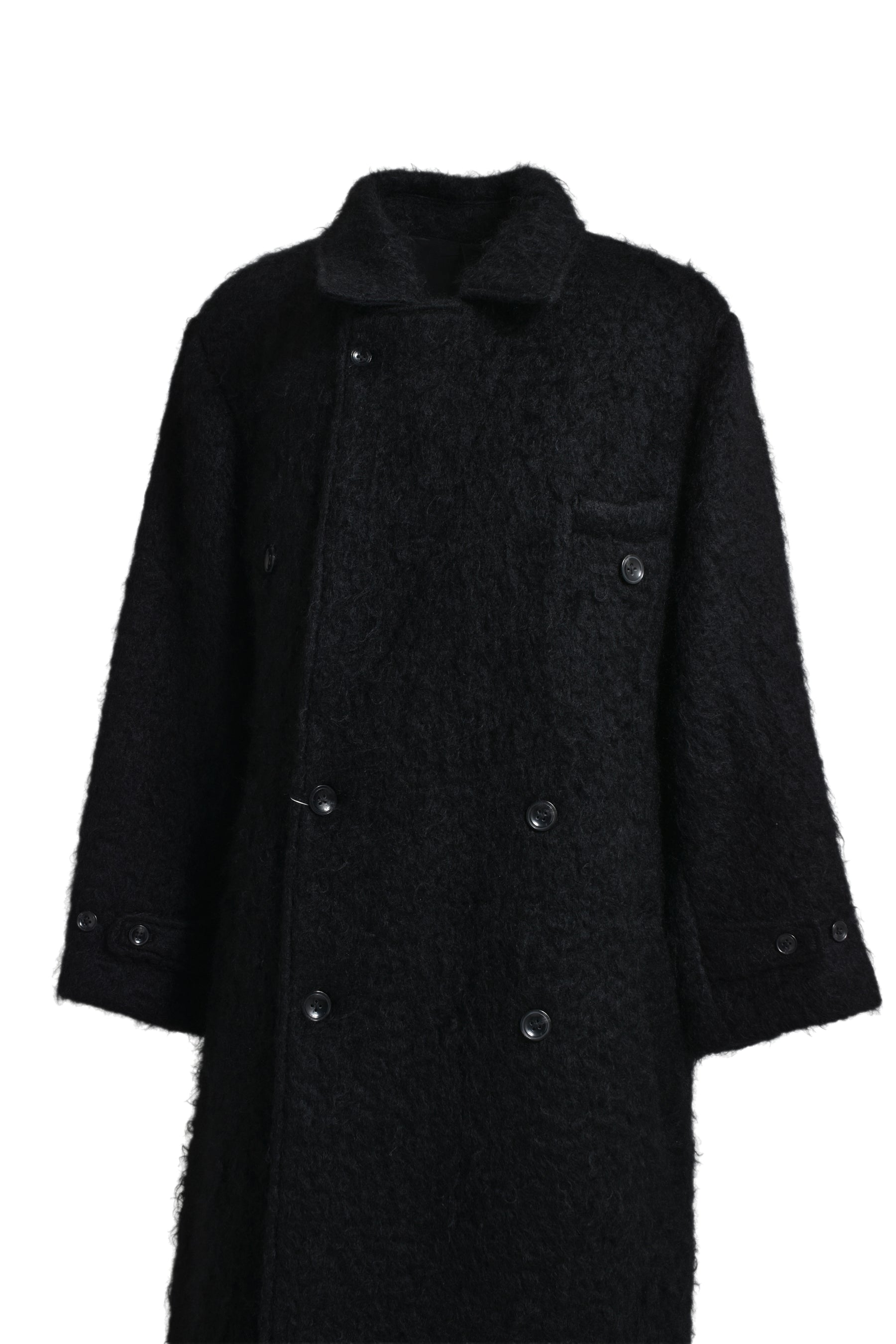 TERA FUR DOUBLE BREASTED COAT / BLK