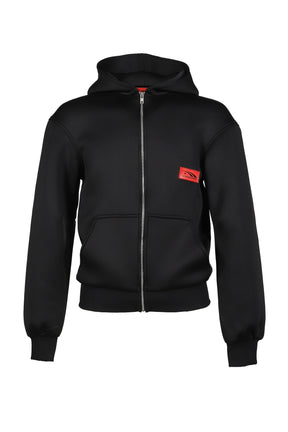 BLACK NEOPRENE HOODIE / BLK