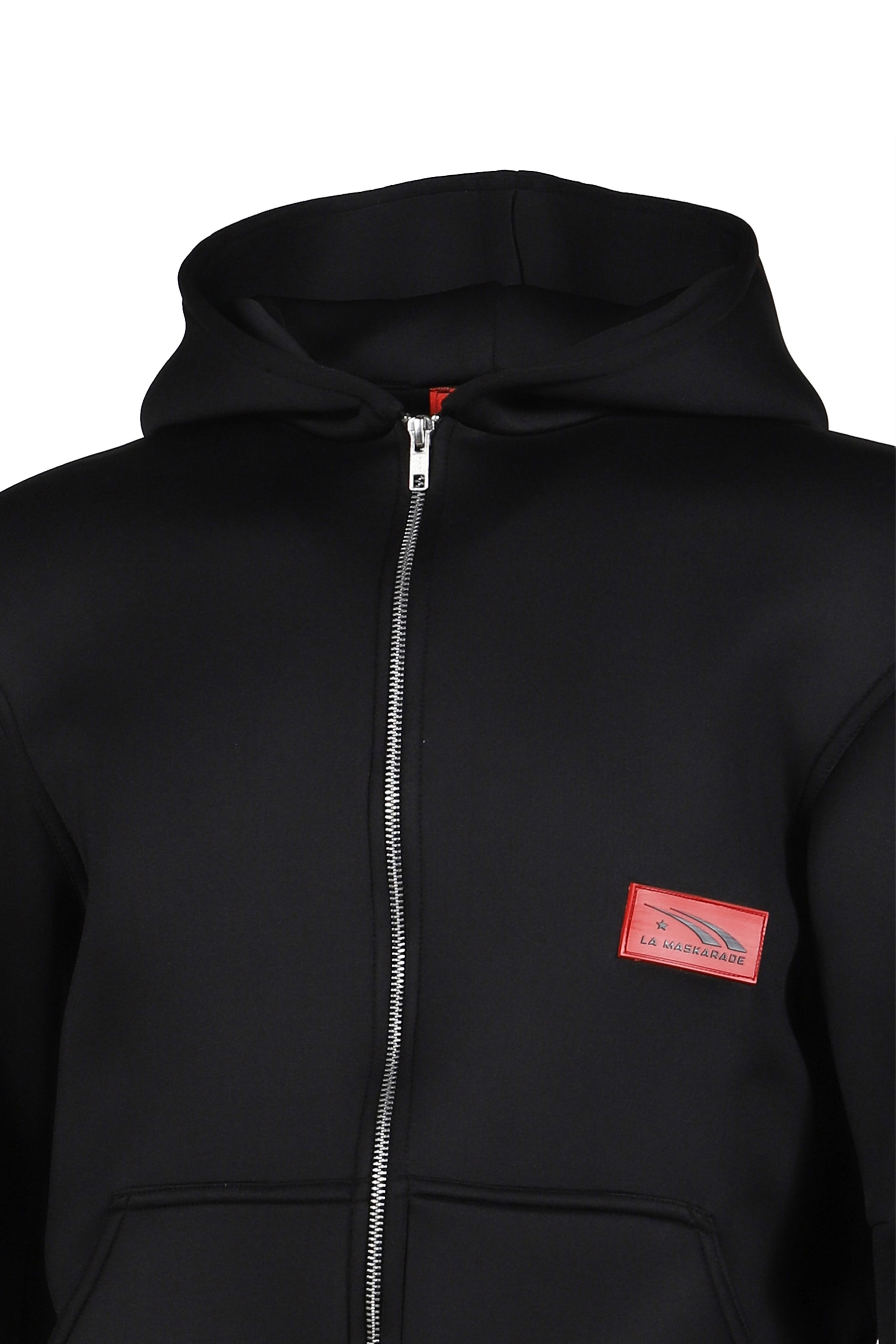 BLACK NEOPRENE HOODIE / BLK